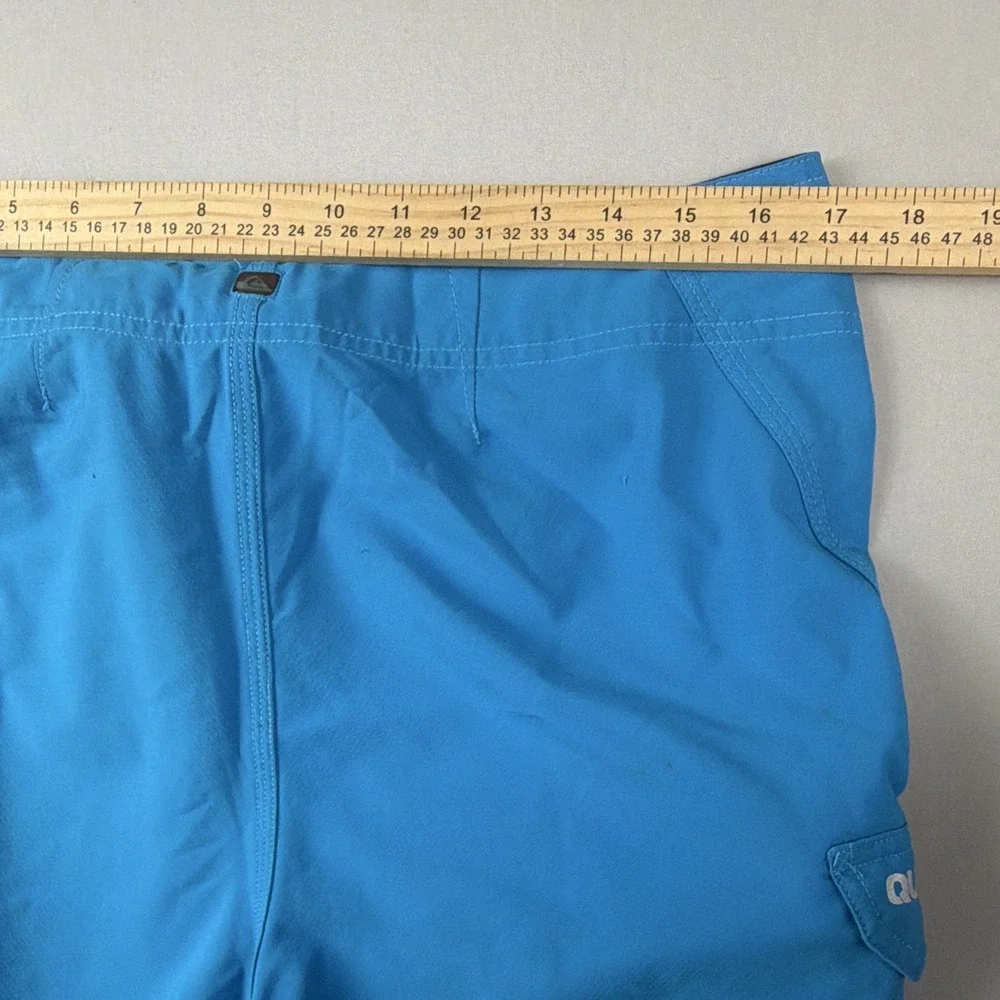 Quilksilver Swim Trunks board shorts, blue, cargo pocket, drawstring, men's 34